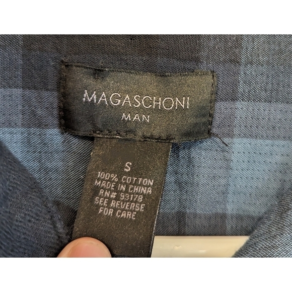 Magaschoni Blue 100% Brushed Cotton Long Sleeve Button Down Shirt Size Small - Picture 2 of 6